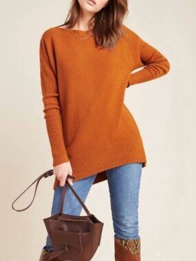 Anthropologie- Naomi Sweater- Tunic Fit- Camel / Brown- Merino Wool Blend- XL